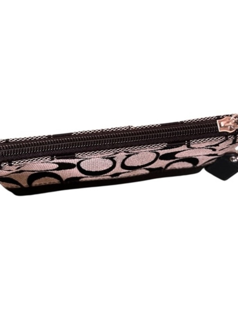 Coach NWT!  Black and Gray Signature Canvas Wristlet with Leather Trim - Picture 4 of 9